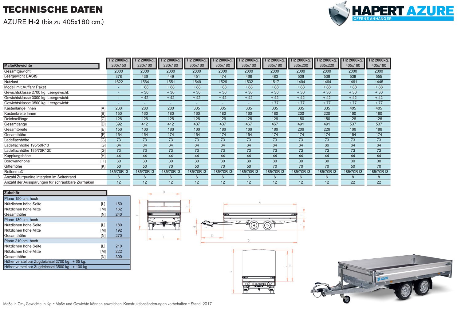 Hapert Azure H-2 – 2700 – 4050 x 1800 Bereifung 185R14C