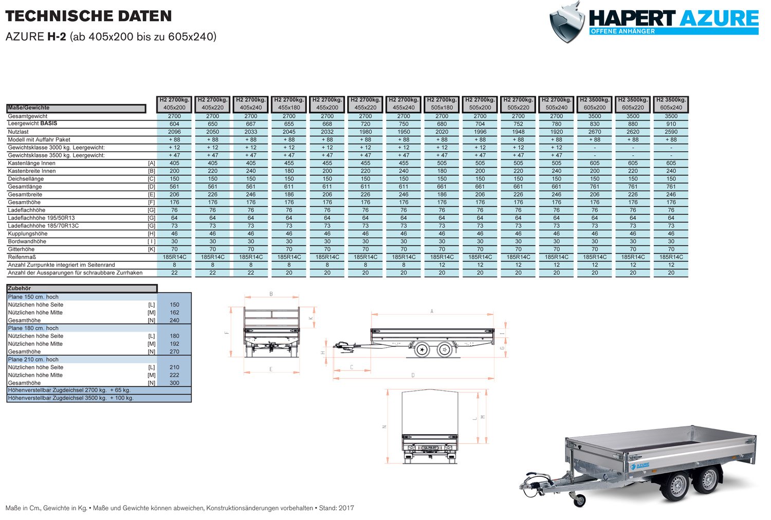 Hapert Azure H-2 – 3000 – 4550 x 1800 185 R 14 C – Mittelrungen
