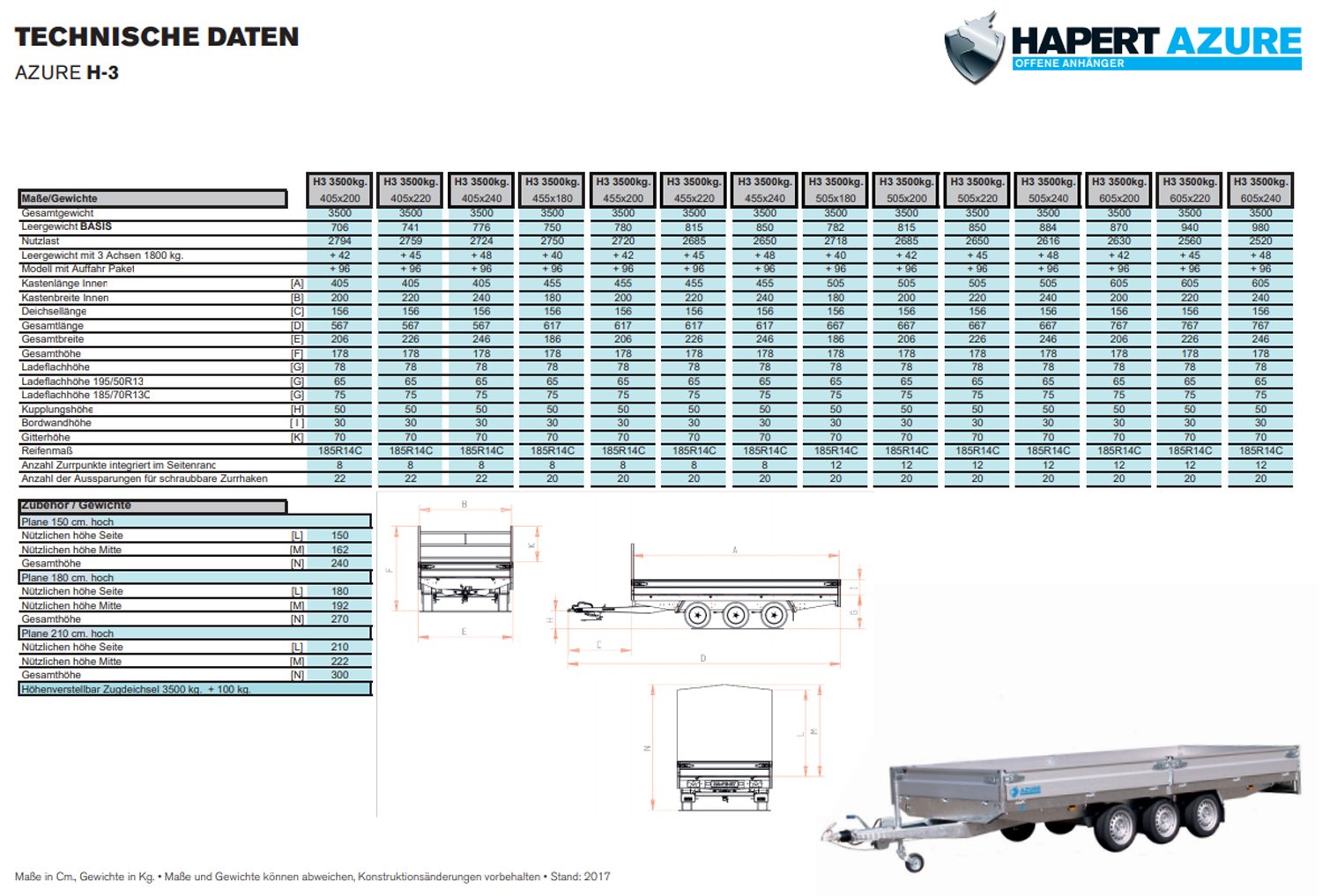 Hapert Azure H-3 – 3500 – 4550 x 2400 3 Achser – Parabelfederung